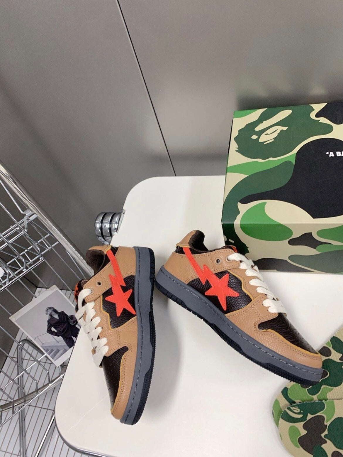 BAPE SK8 STA Trainers Brown and Black 1H80-191-021 - product image from the listing.
