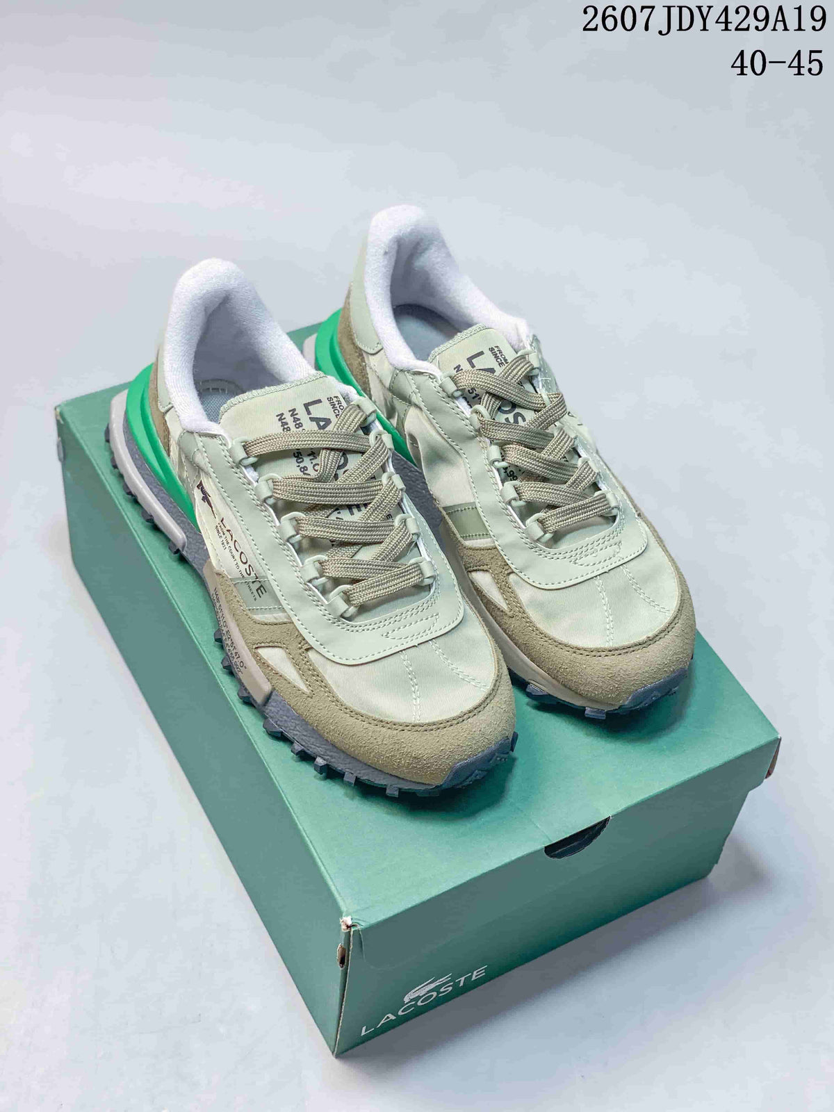 Green and Khaki Lacoste Low-Top Lace-Up Sneakers - product image from the listing.
