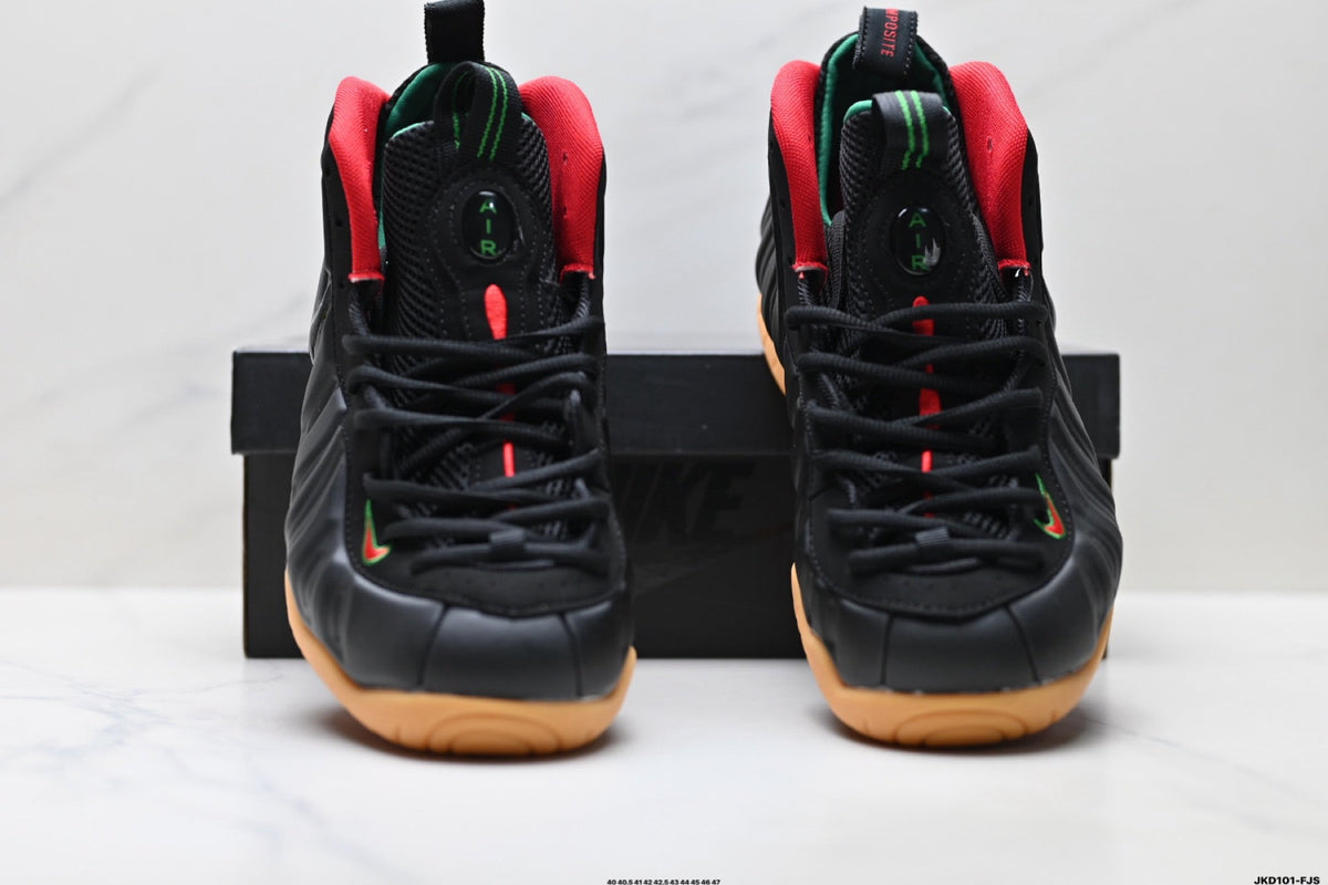 Nike Air Foamposite One Sneakers in Black Red Gum - product image from the listing.
