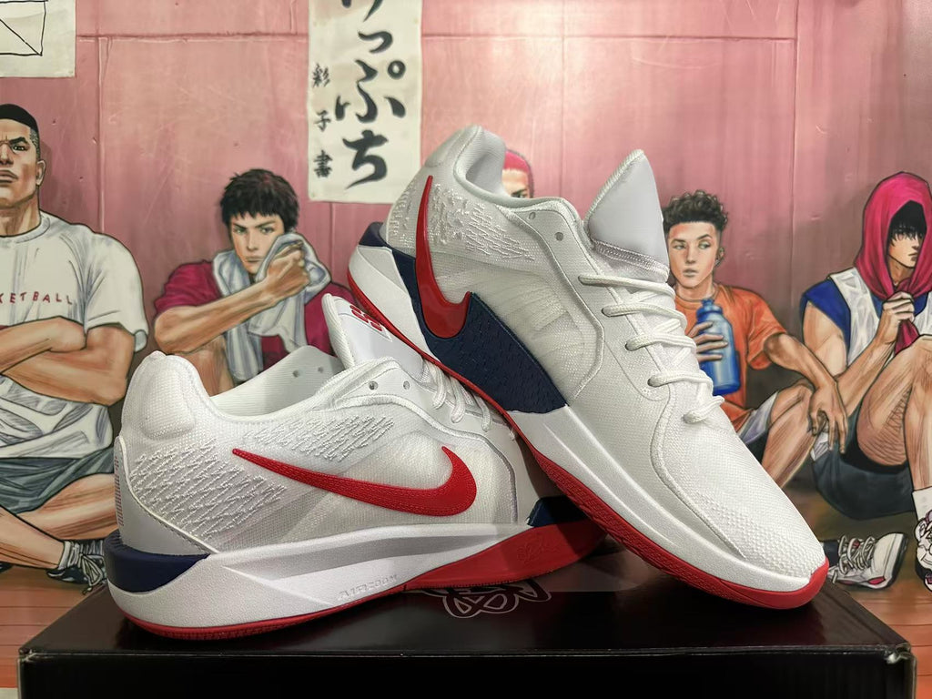 Nike Basketball Shoe in White Red - product image from the listing.