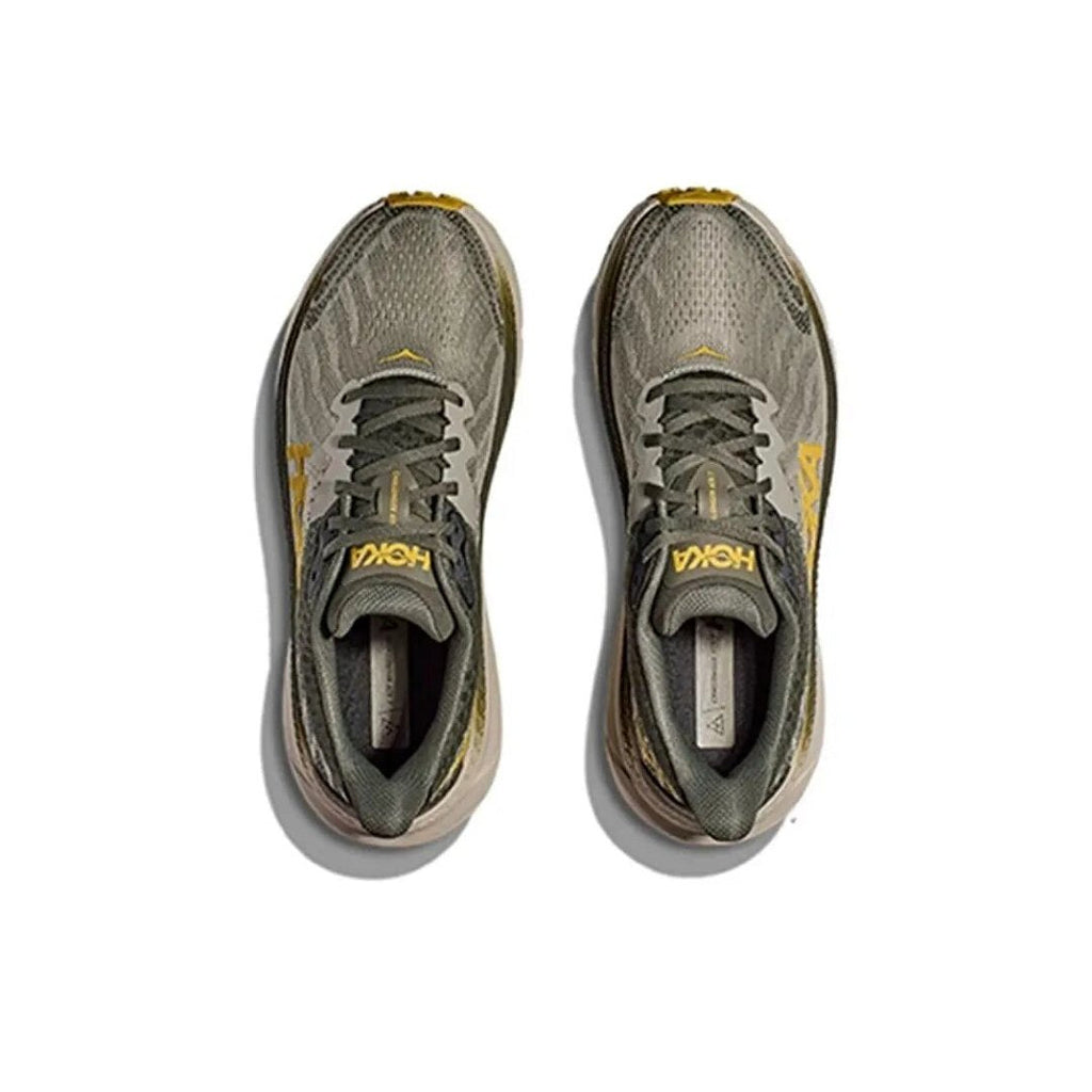 Olive and Gold HOKA Trail Running Shoes - product image from the listing.