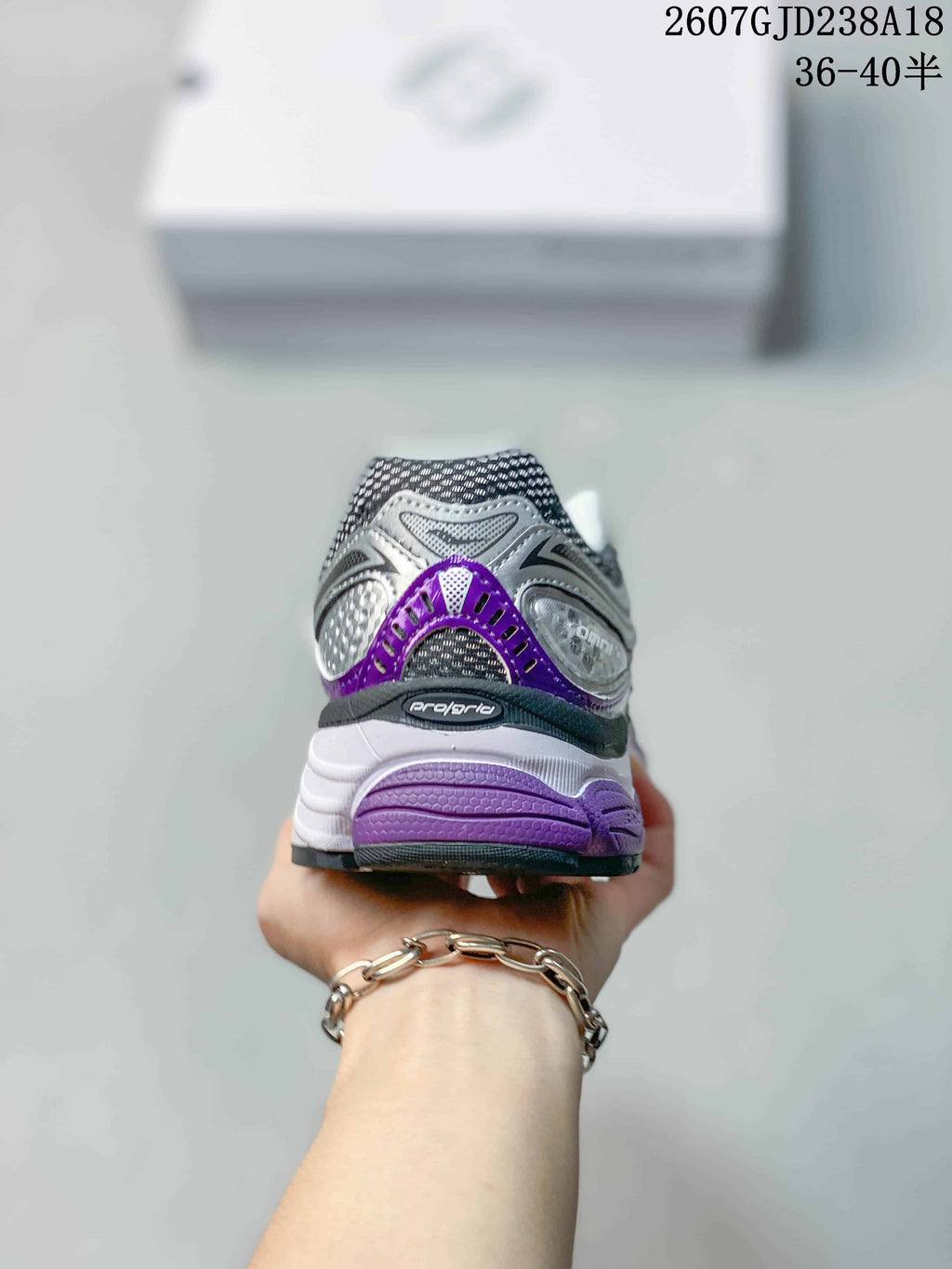 Saucony Progrid Omni 9 Sneakers in White Gray Purple - product image from the listing.