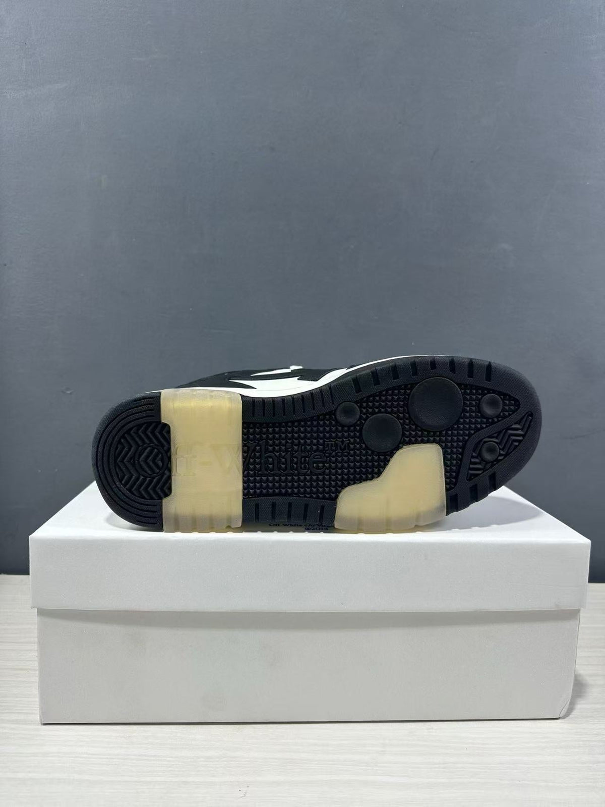 Off-White Out Of Office Low-Top Sneakers in Black White OMAI89C99LEA0070110 - product image from the listing.