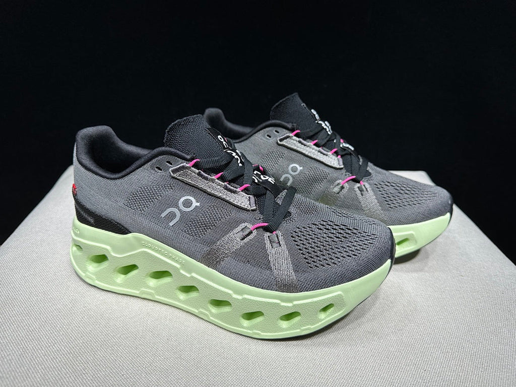 Gray and Lime On Cloud eclipse Running Shoes - product image from the listing.