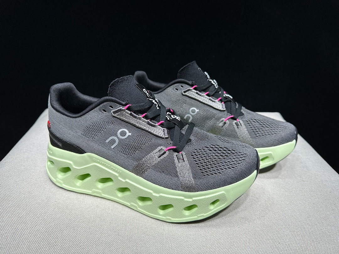 Gray and Lime On Cloud eclipse Running Shoes - product image from the listing.