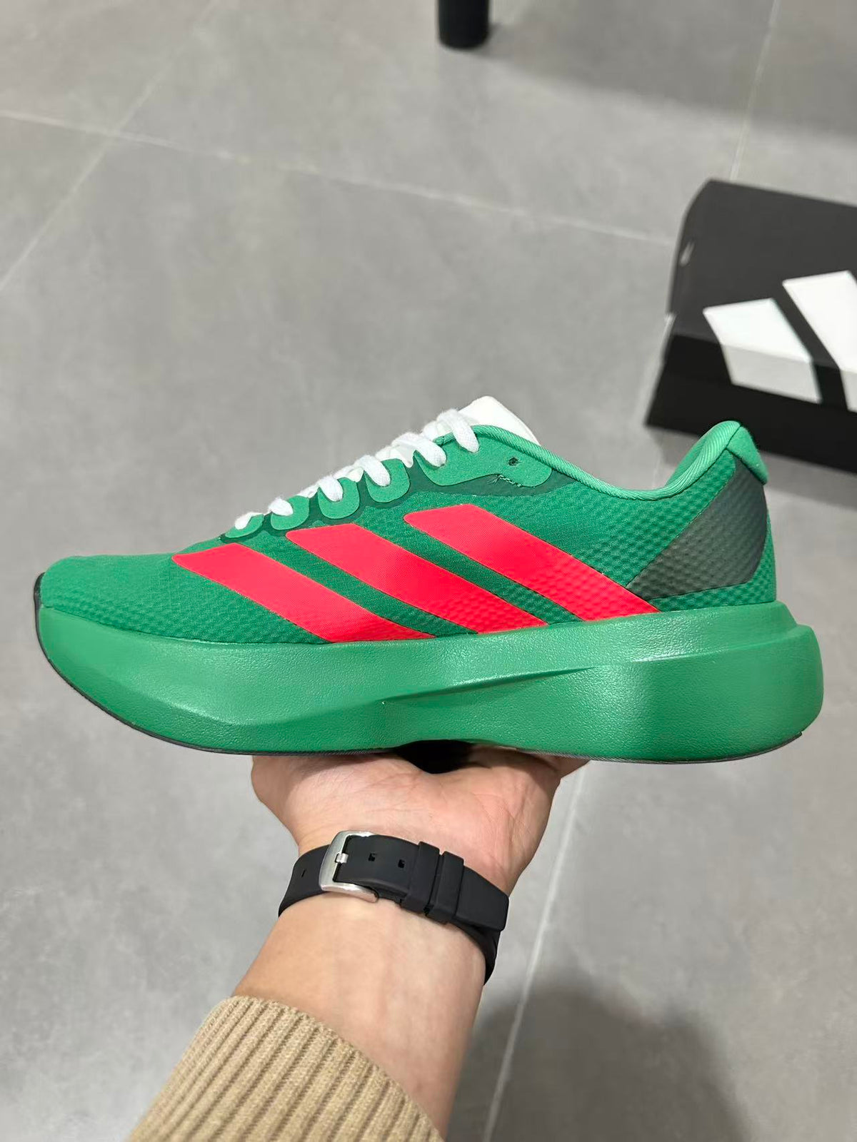 Adidas Lightstrike Pro Running Shoes in Green Red JQ4440 - product image from the listing.