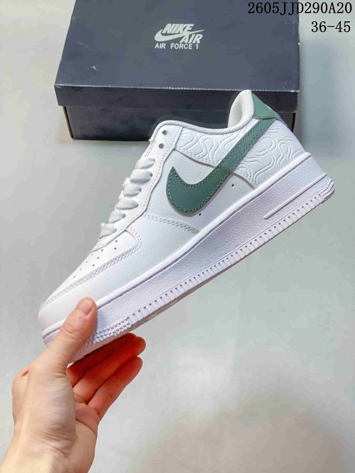 Women's Nike Air Force 1 Shadow White Green Sneakers - product image from the listing.
