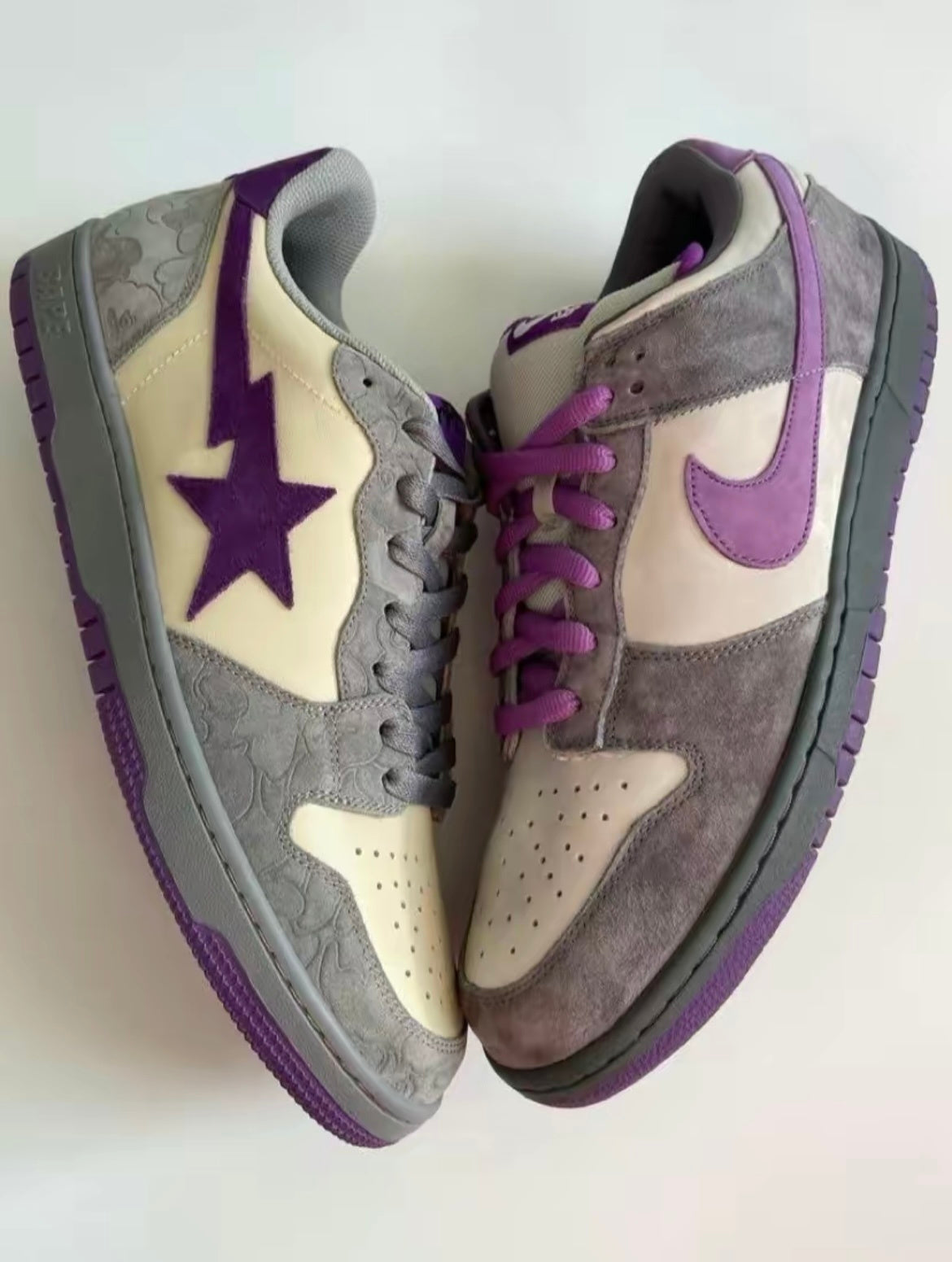 BAPE SK8 Sta Sneakers in White Purple - product image from the listing.