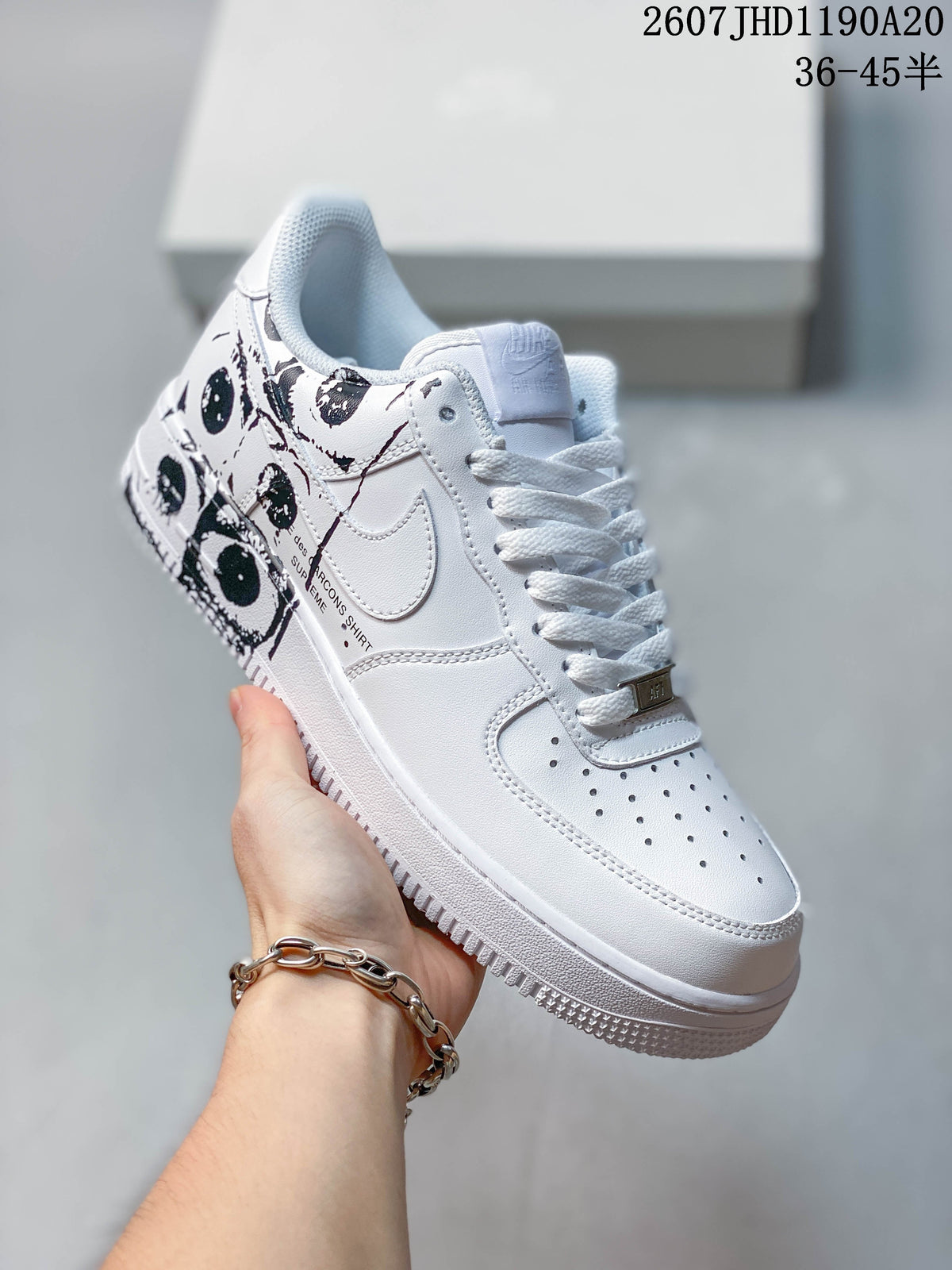 Nike Air Force 1 '07 Low White Graphic Trainers 2607 JHD1190A20 - product image from the listing.