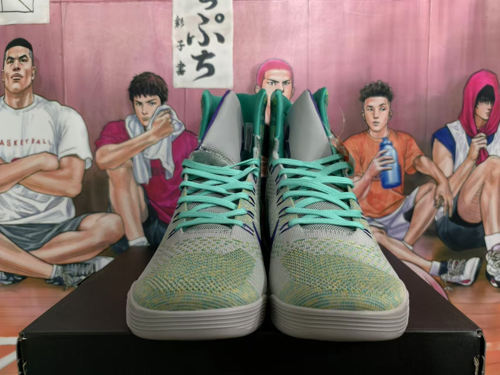 Nike Super Soldier Basketball Shoes, in Gray Green and Purple - product image from the listing.