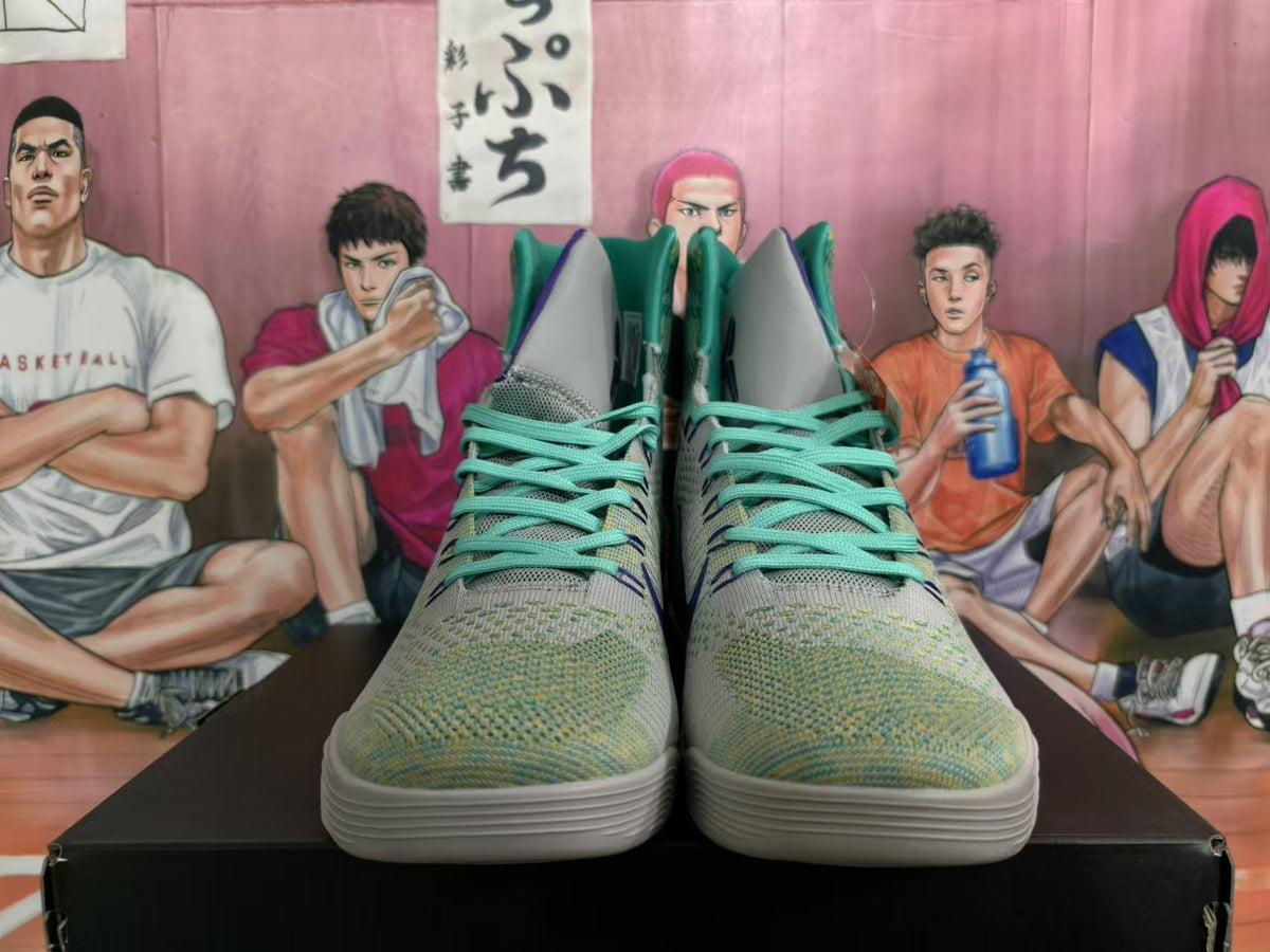 Nike Super Soldier Basketball Shoes, in Gray Green and Purple - product image from the listing.