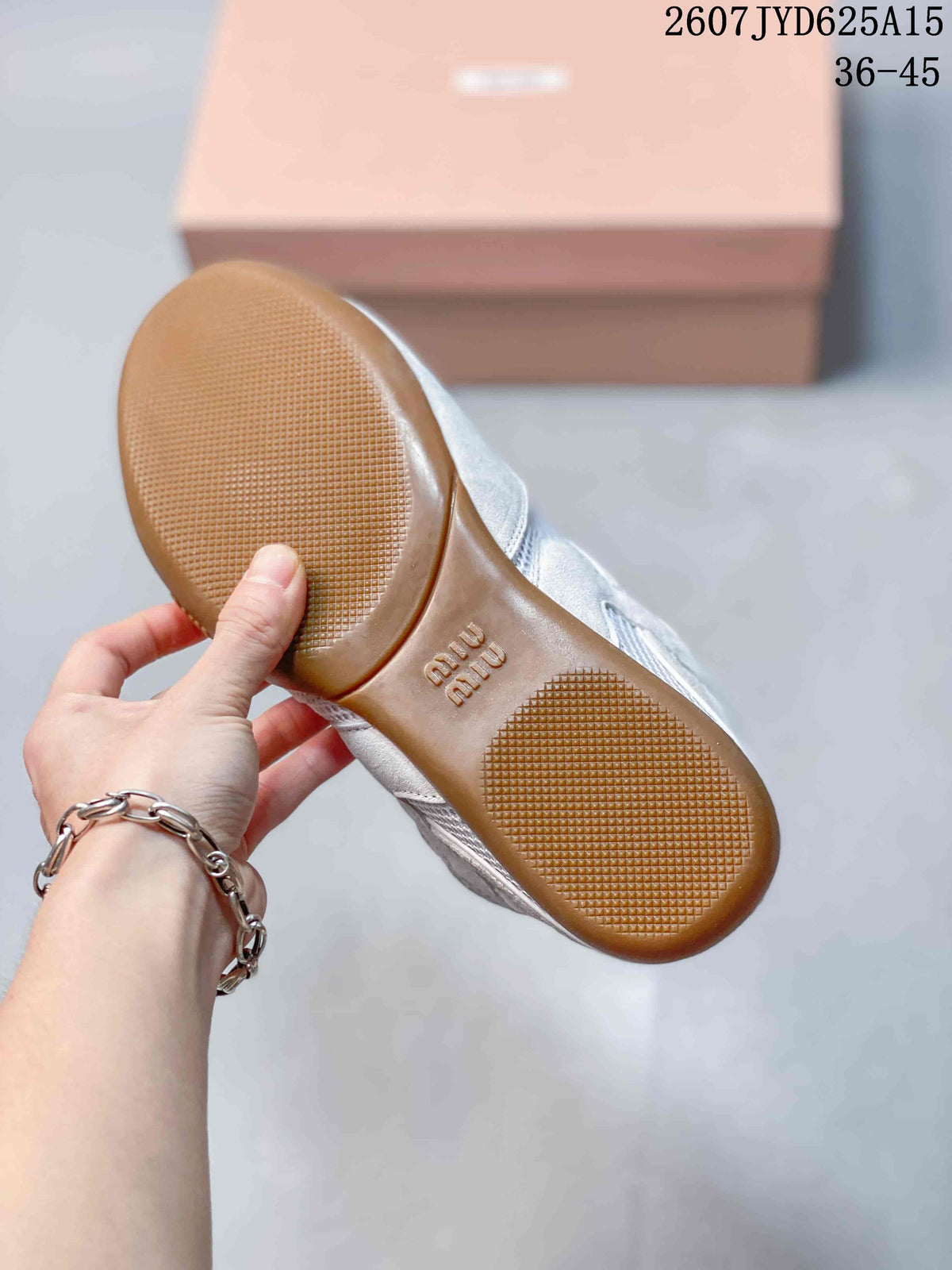 Miu Miu Gymnasium Low-Cut Sneakers White Grey Gum Sole - product image from the listing.