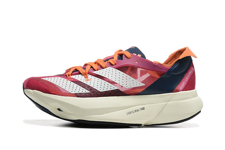 Adidas Adizero Adios Pro 3 Running Shoes in Pink Purple - product image from the listing.