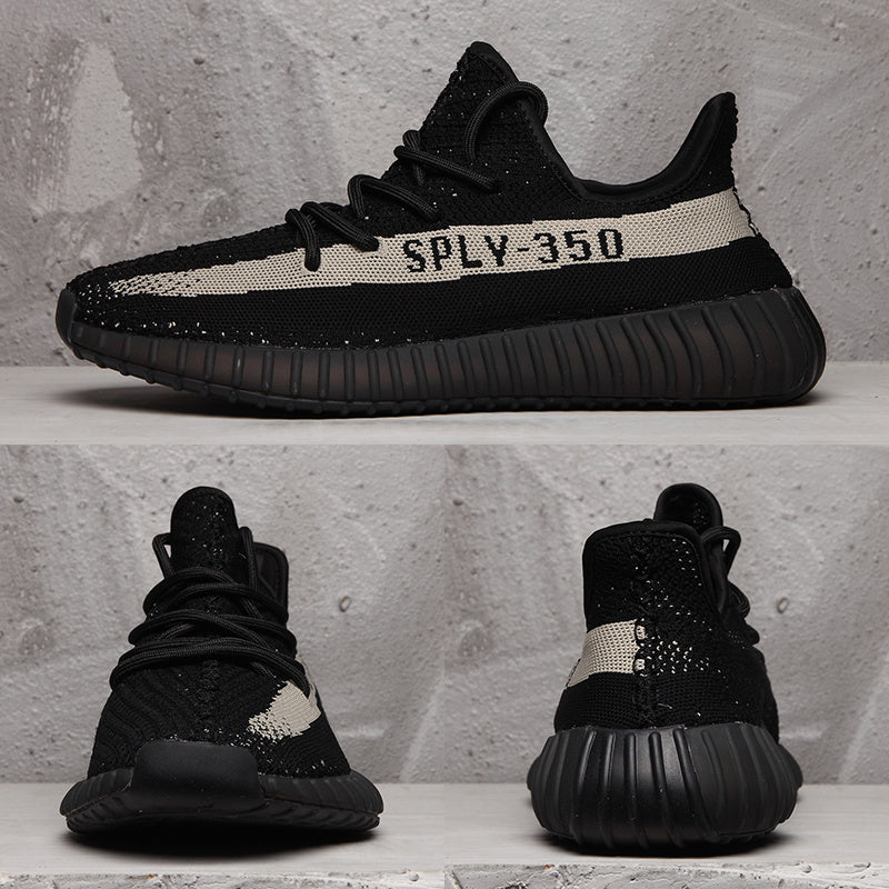 Yeezy 350 V2 Sneakers in Black and Cream - product image from the listing.