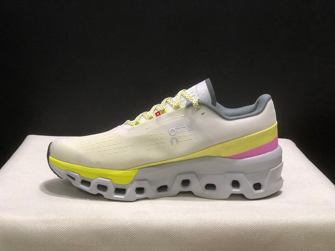 On Cloudmonster 2 Running Shoes, in Lime and White - product image from the listing.