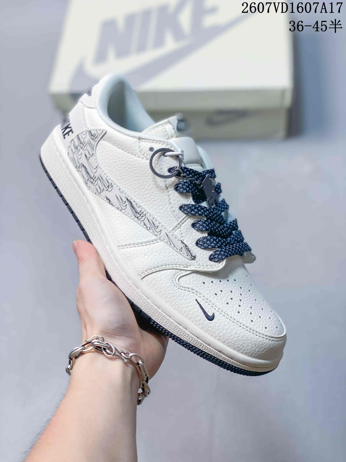Travis Scott x Jordan 1 Low Sneakers in White Black 2607VD1607A17 - product image from the listing.