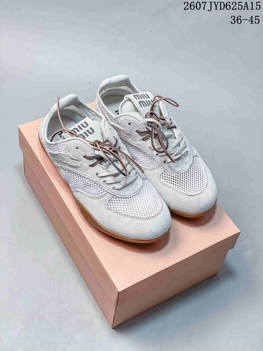 Miu Miu Gymnasium Low-Cut Sneakers White Grey Gum Sole - product image from the listing.