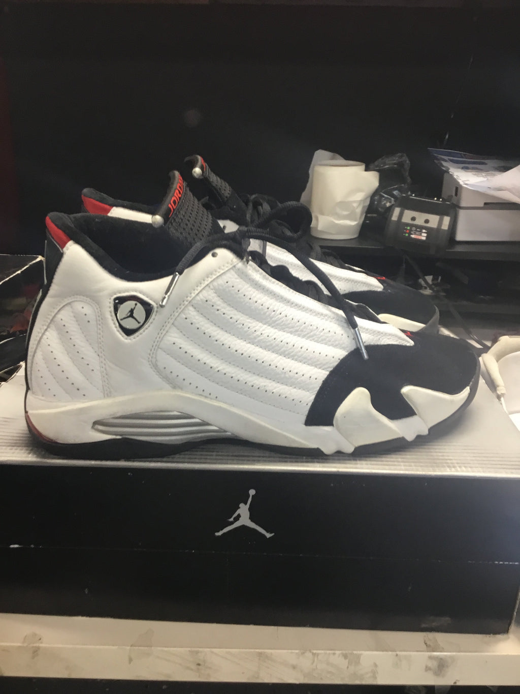Men's Air Jordan 14 Retro "Black Toe" - Size 13 - Pre-Owned (OG Box) - product image from the listing.