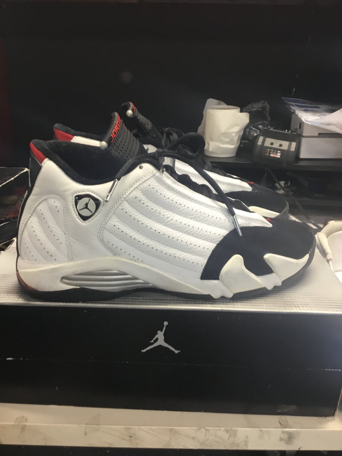 Men's Air Jordan 14 Retro "Black Toe" - Size 13 - Pre-Owned (OG Box) - product image from the listing.