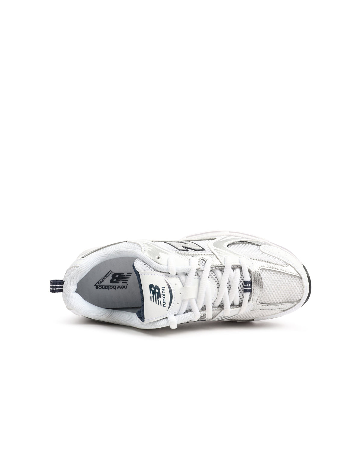 New Balance Big Kids 530 Running Shoes in White/Indigo - product image from the listing.