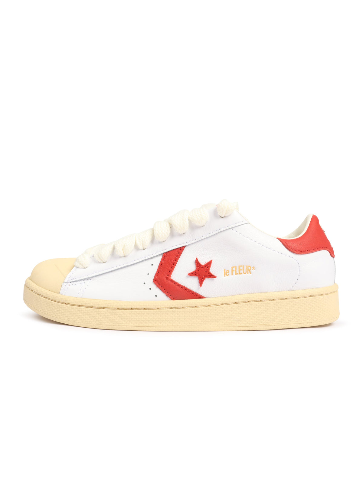 Men's Converse x Le Fleur Pro Leather OX - White/Molten Lava - product image from the listing.