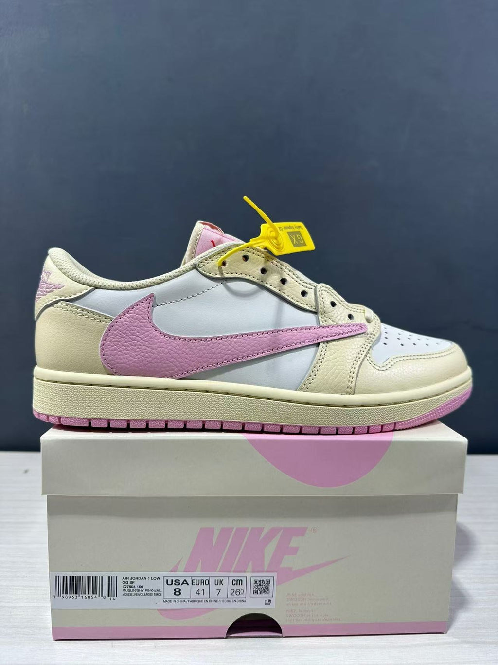 Jordan Travis Scott Air Jordan 1 Low OG Shy Sneakers in Pink - product image from the listing.