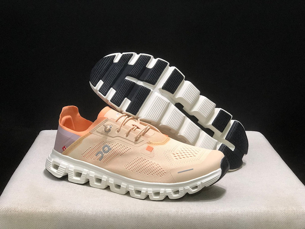 On Cloud 6 Coast Sneakers, in Cream and Orange - product image from the listing.