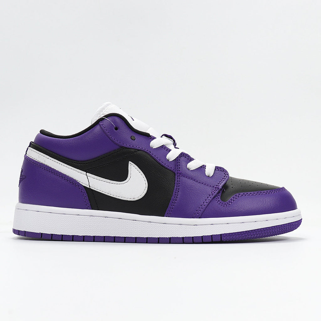 Jordan 1 Low Sneakers in Black Purple White 553560-501 - product image from the listing.