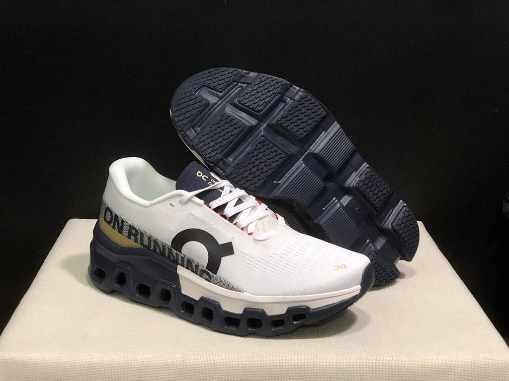 On Cloudmonster 2 Running Shoes, in White and Midnight - product image from the listing.