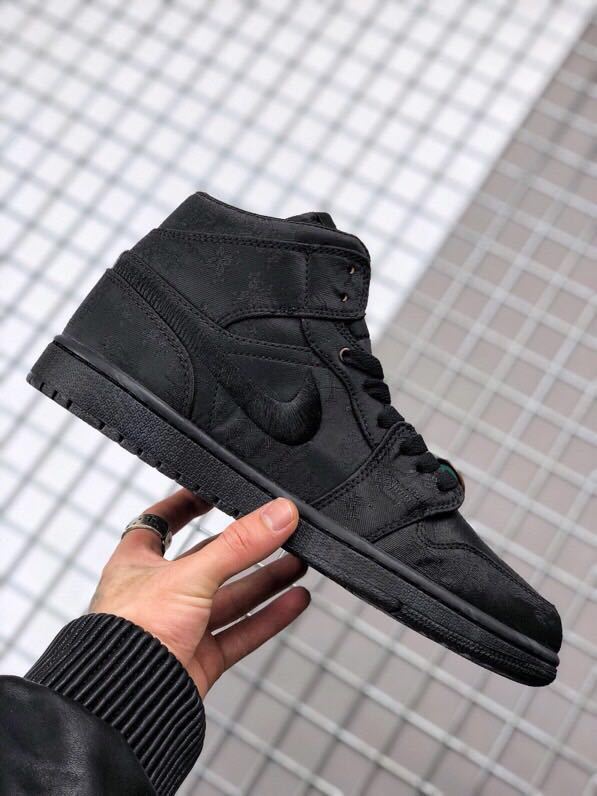 CLOT x Air Jordan 1 Mid Fearless Sneakers in Black - product image from the listing.