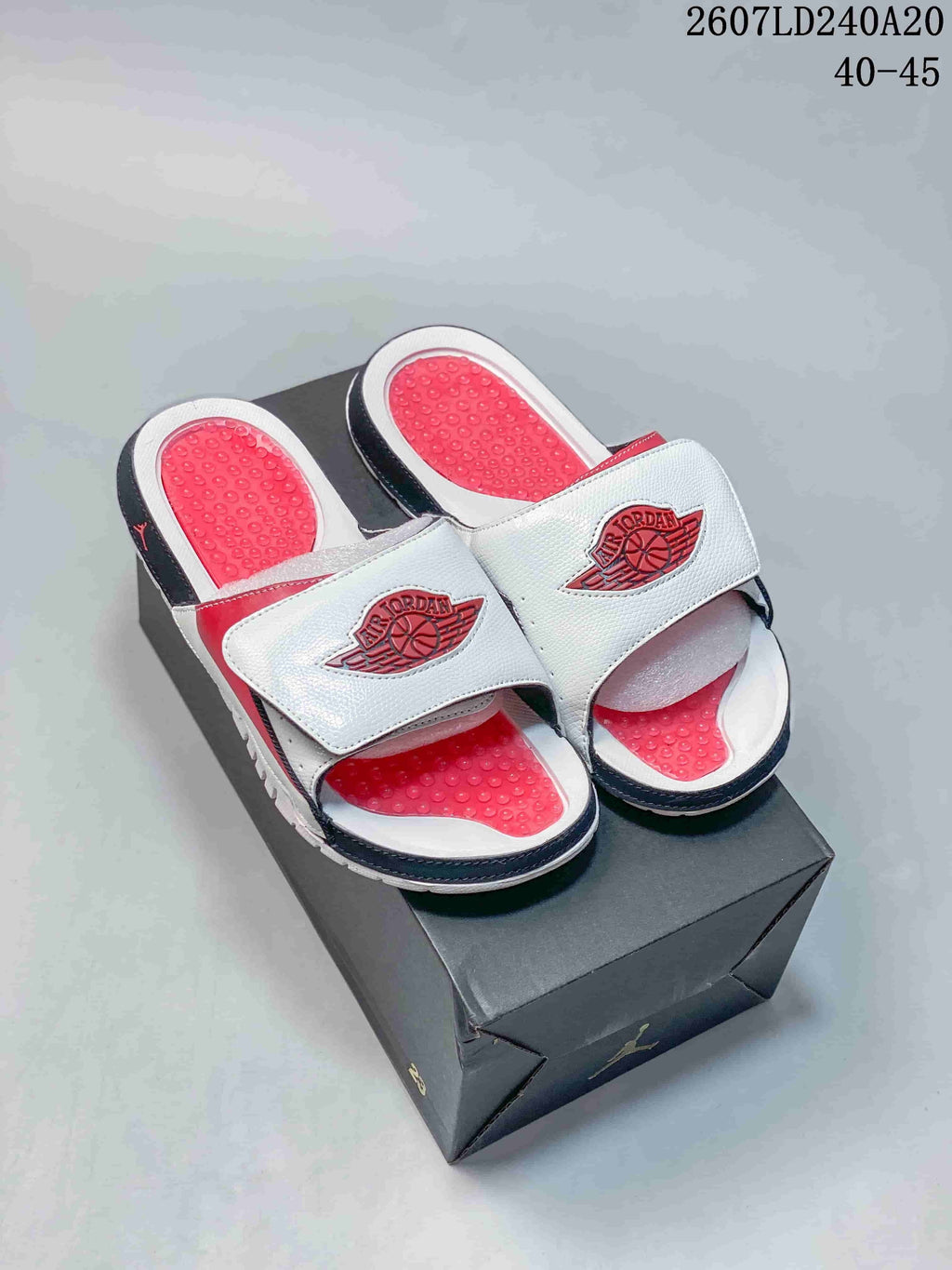 Air Jordan Hydro II Retro Slides White Red Black - product image from the listing.