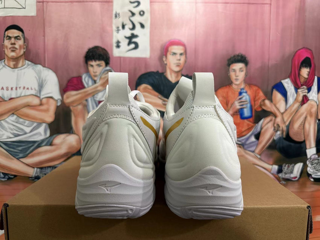 Mizuno Wave Momentum 3 Volleyball Shoes in White Gold - product image from the listing.