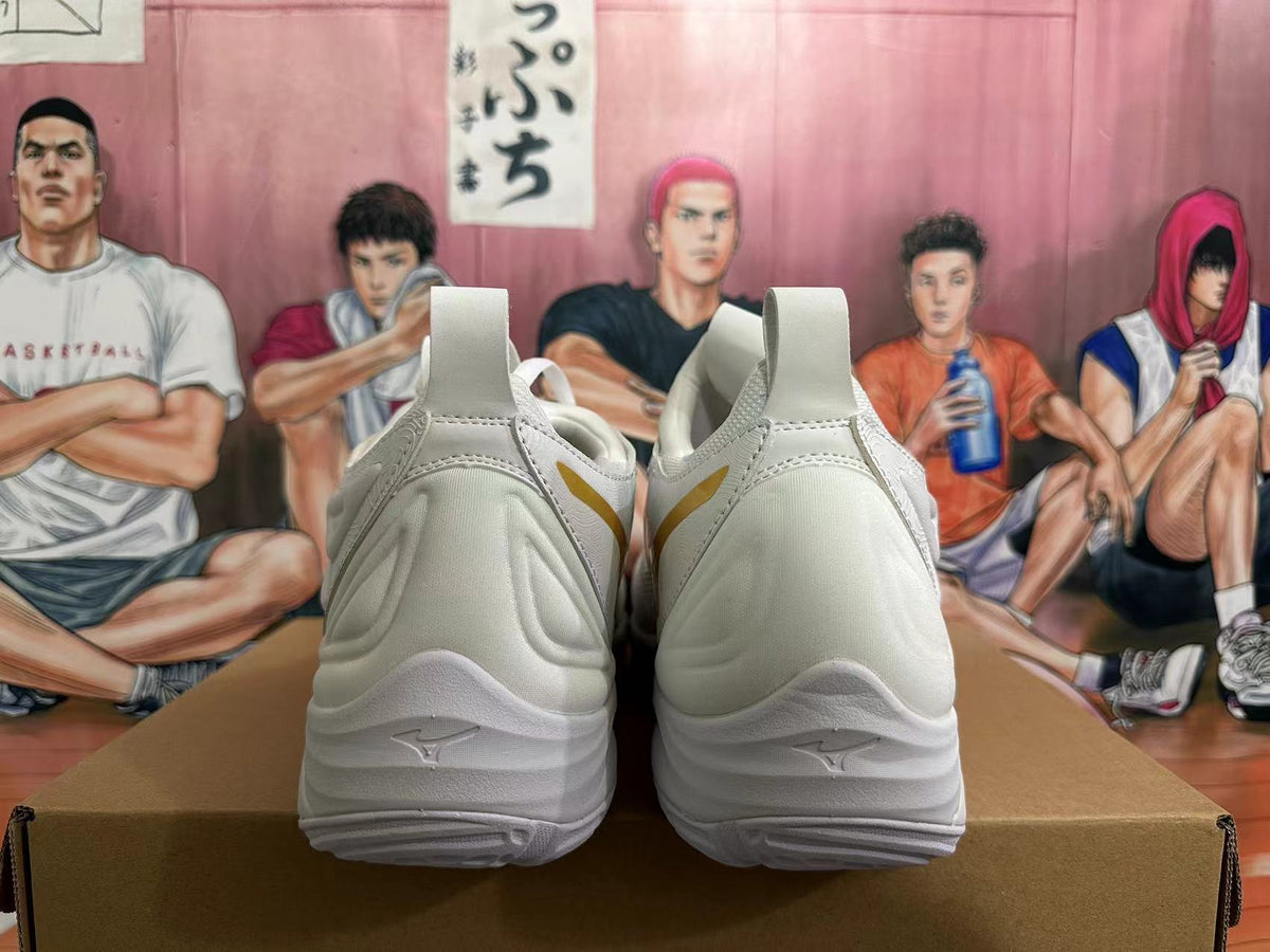 Mizuno Wave Momentum 3 Volleyball Shoes in White Gold - product image from the listing.