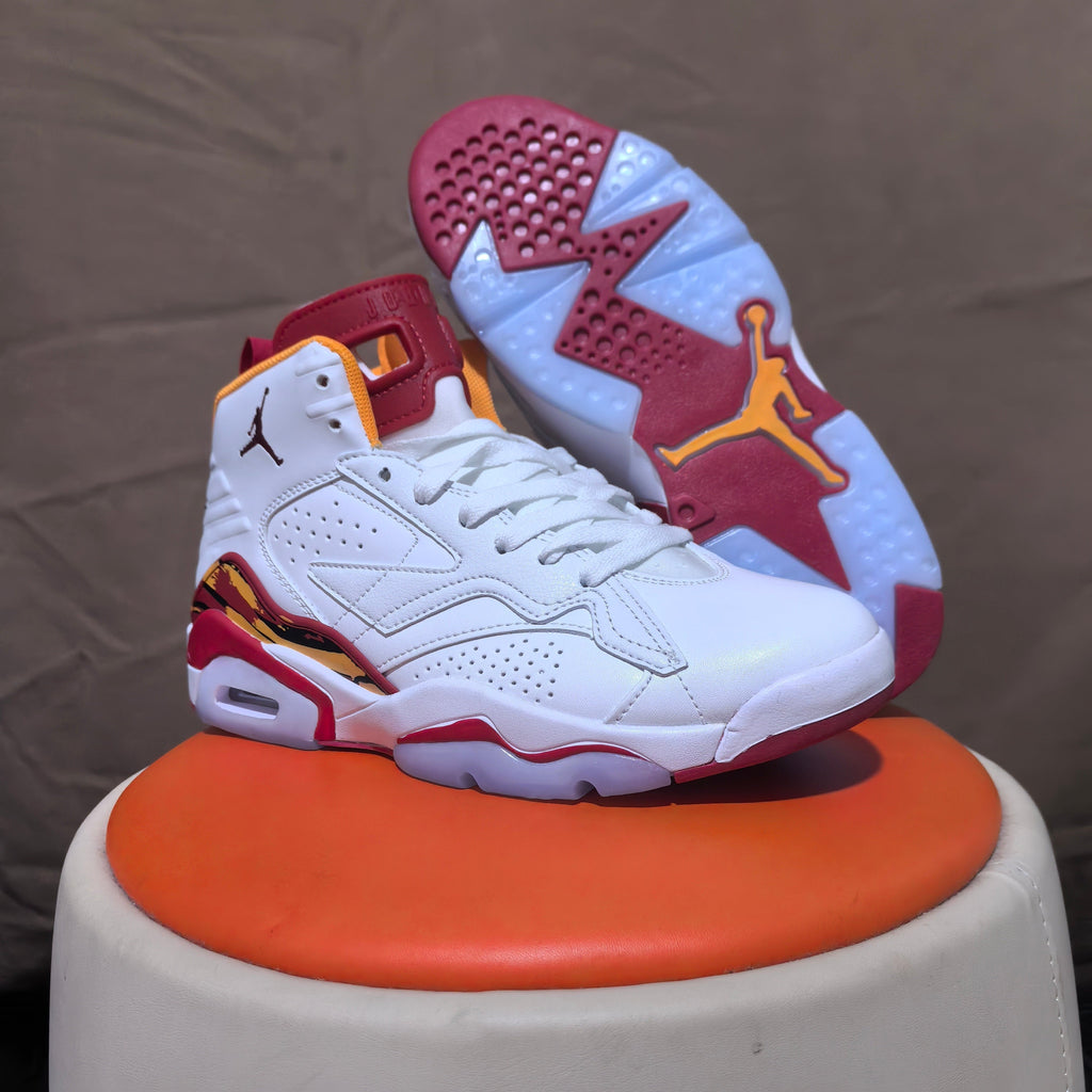 Jordan 6 Retro High-Top Sneakers in White and Red - product image from the listing.
