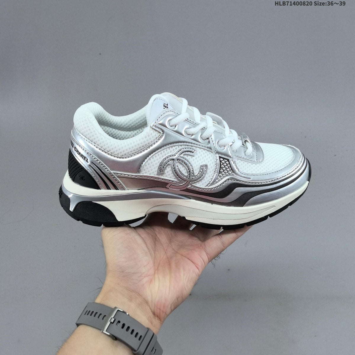 CHANEL 23C Low-Cut Sneakers with Mesh Panels - product image from the listing.