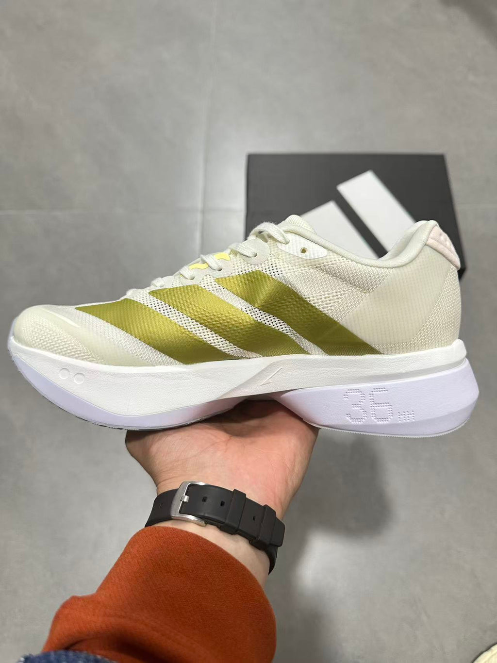 adidas Lightstrike Pro Running Shoes in White Green - product image from the listing.