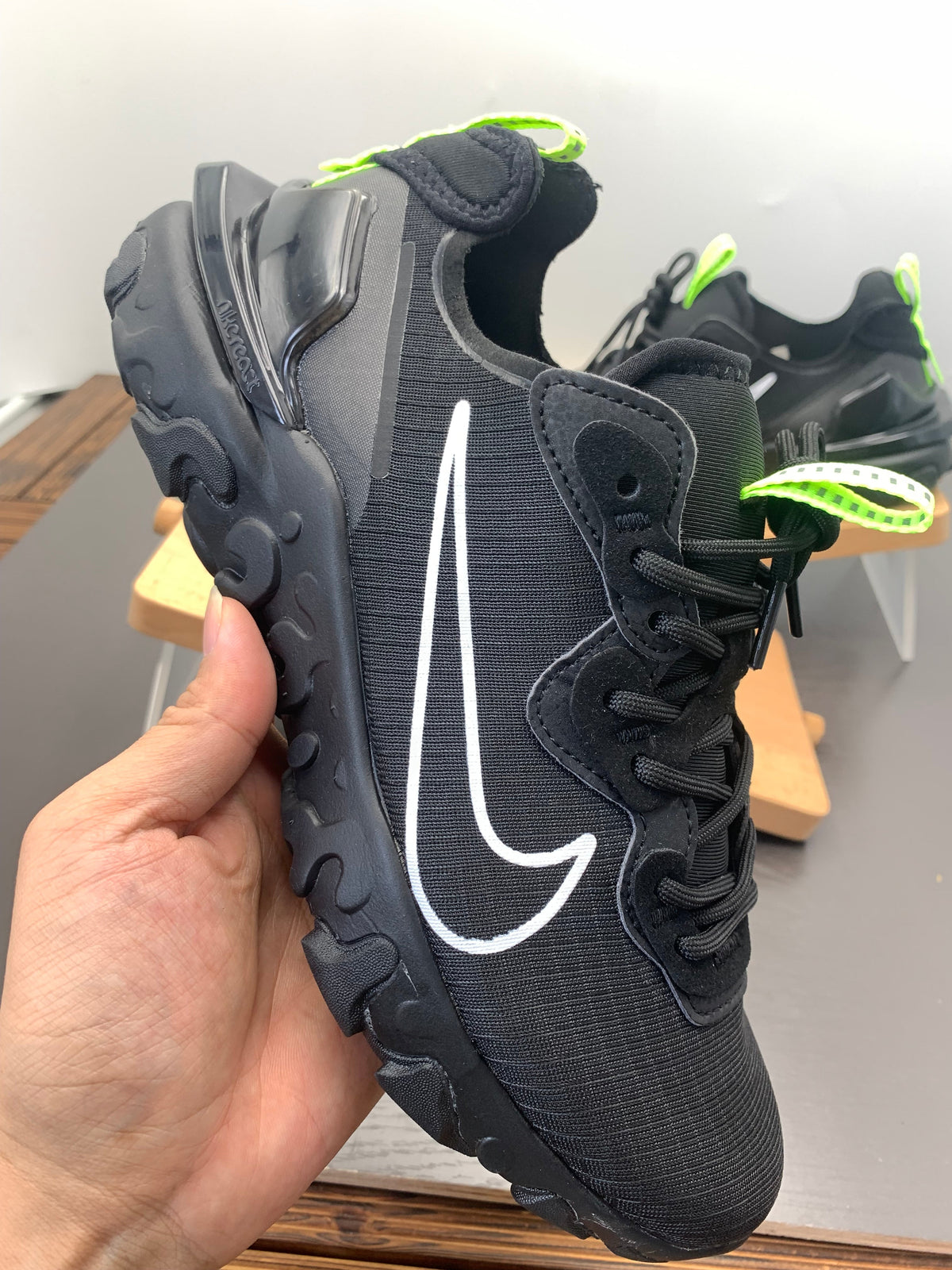 Nike React Vision Sneakers in Black White Volt - product image from the listing.