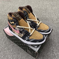 Jordan 1 Mid Paisley Sneakers in Black Tan Pink White - product image from the listing.