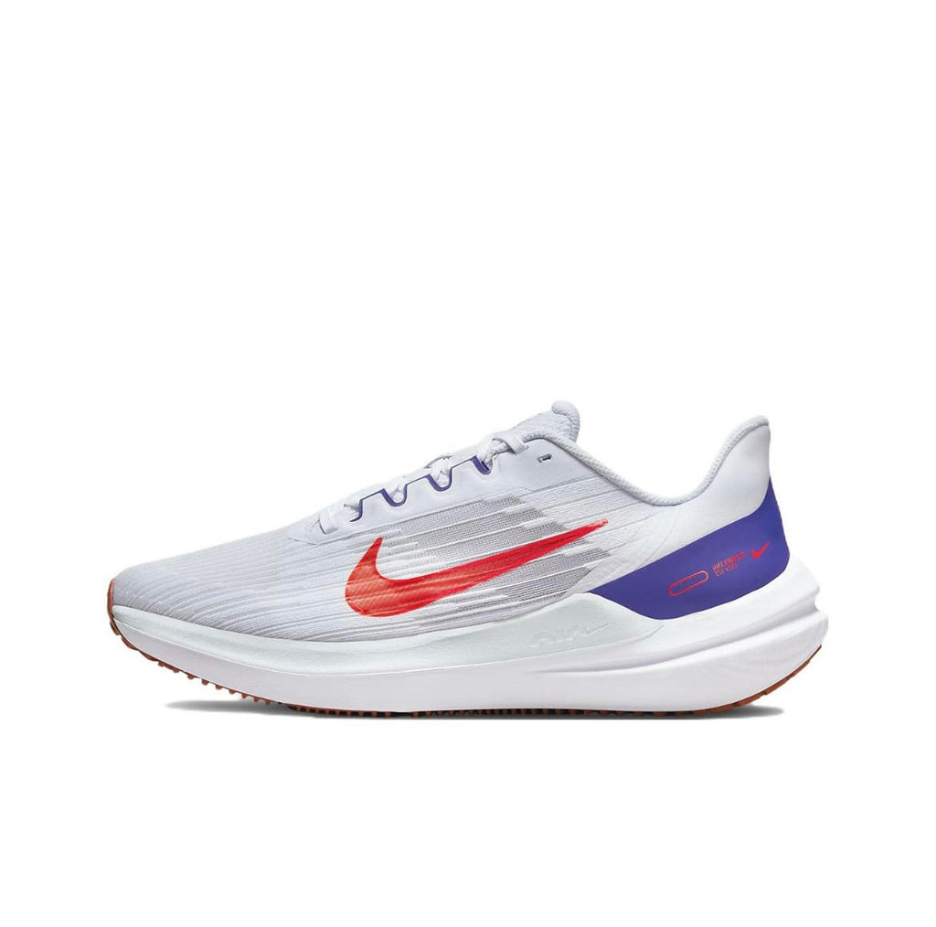 Nike Air Winflo 9 Running Shoes in White Red Blue DD6203-006 - product image from the listing.