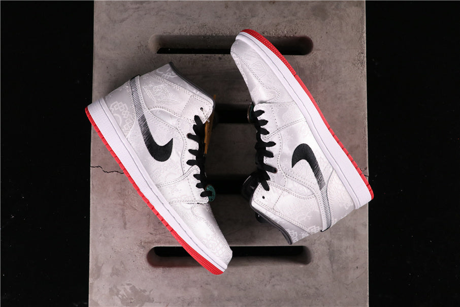 Edison Chen White Silk CU2804-100 Sneakers - Air Jordan 1 Mid - product image from the listing.