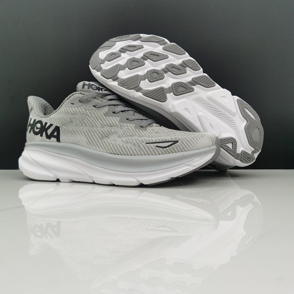 HOKA Clifton 9 Running Shoes in Gray - product image from the listing.
