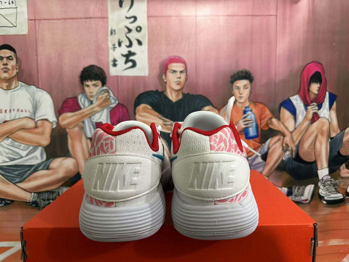 Nike White and Pink Rose Print Basketball Footwear - product image from the listing.