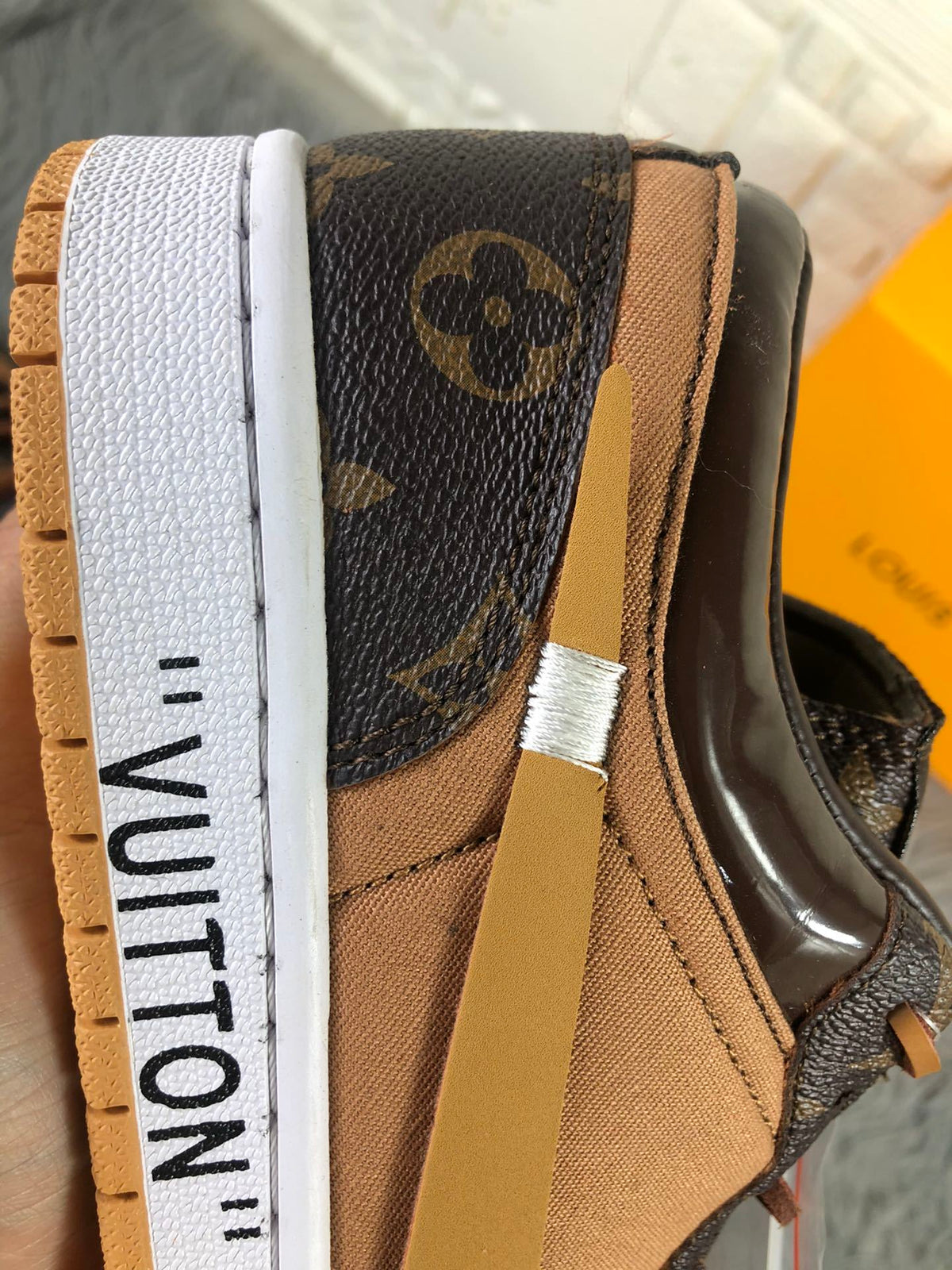 Brown Black Sneakers with Monogram Print - Jordan 1 Low - product image from the listing.