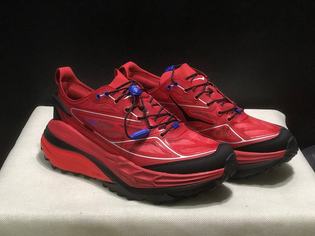 Red HOKA Stinson One 7 Trail Sneakers - product image from the listing.