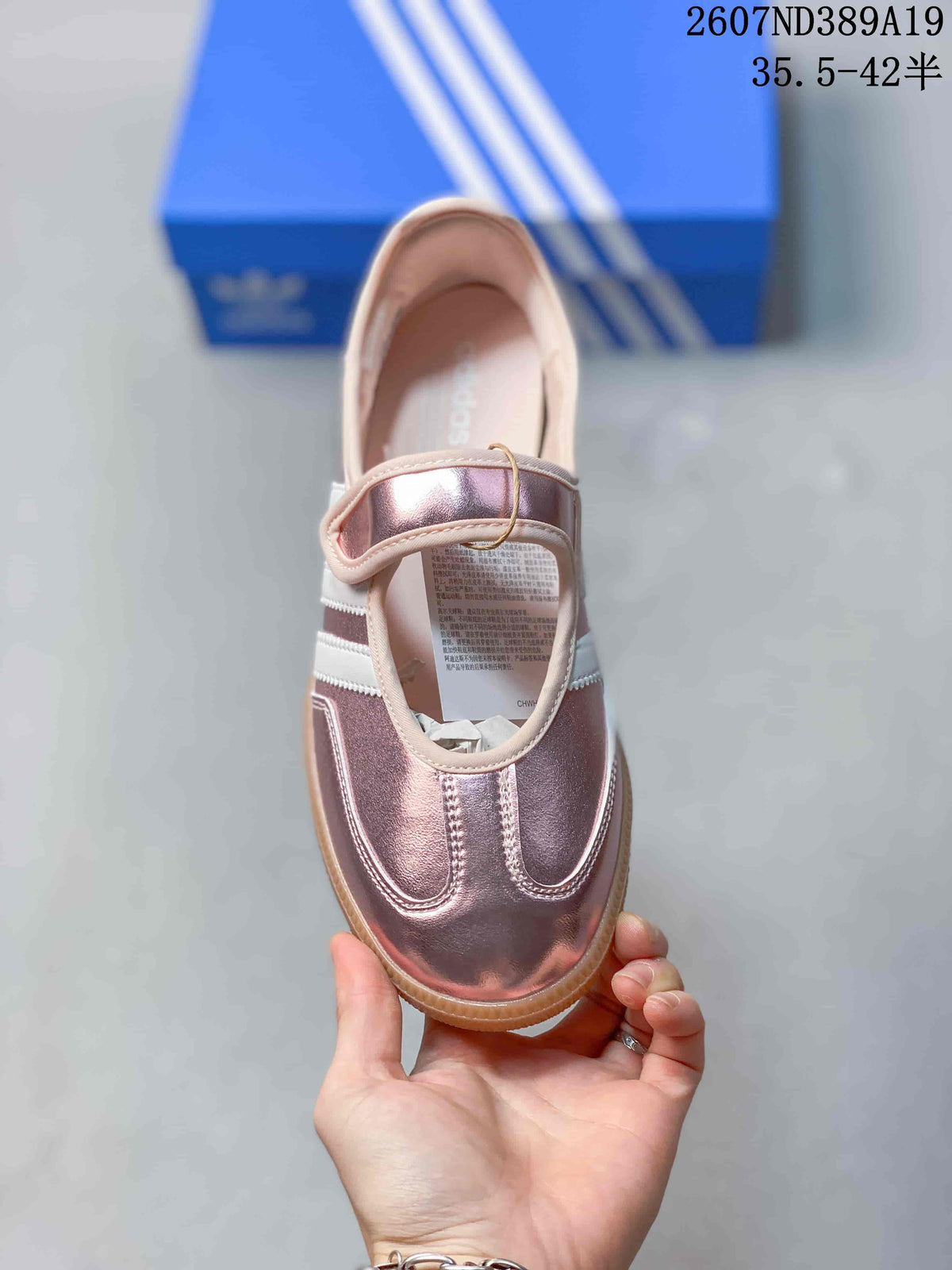 adidas Samba Jane Mary Jane Sneakers in Metallic Pink - product image from the listing.