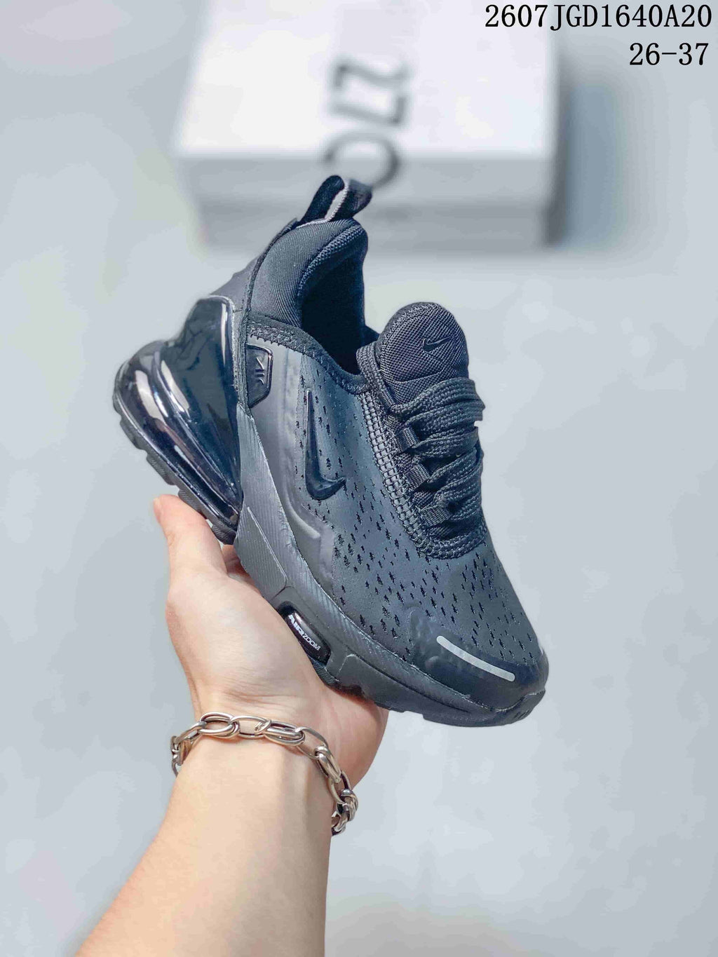 Black Nike Air Max 270 Kids' Sneakers - product image from the listing.