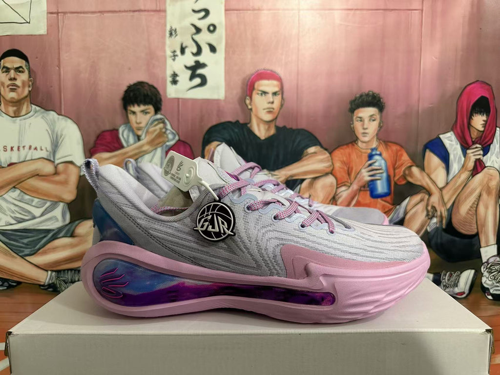 Basketball Sneakers in Pink and Gray - product image from the listing.