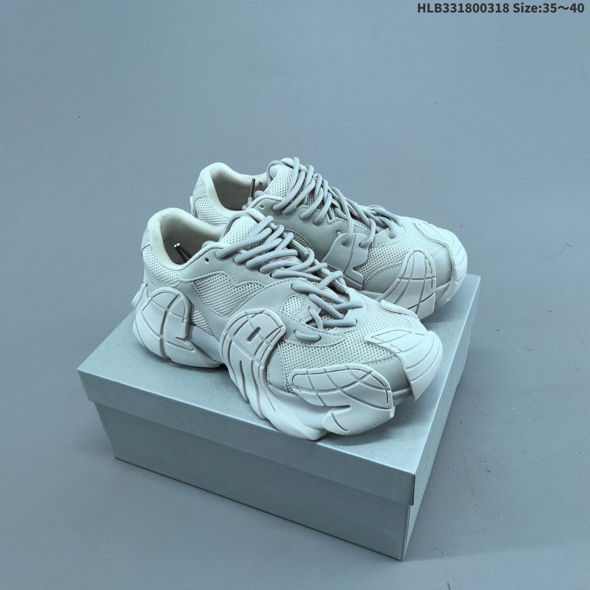 Gray and Pink GG-CC Chunky Platform Sneakers - product image from the listing.