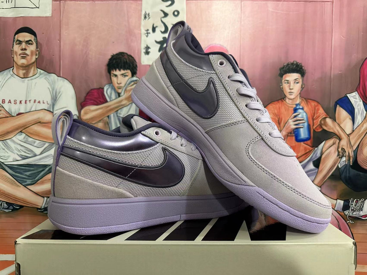 Gray and Purple Nike Dunk Low Sneakers - product image from the listing.