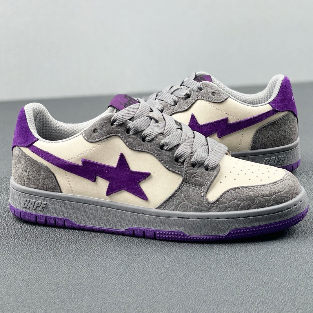 BAPE SK8 Sta Sneakers in White Purple - product image from the listing.